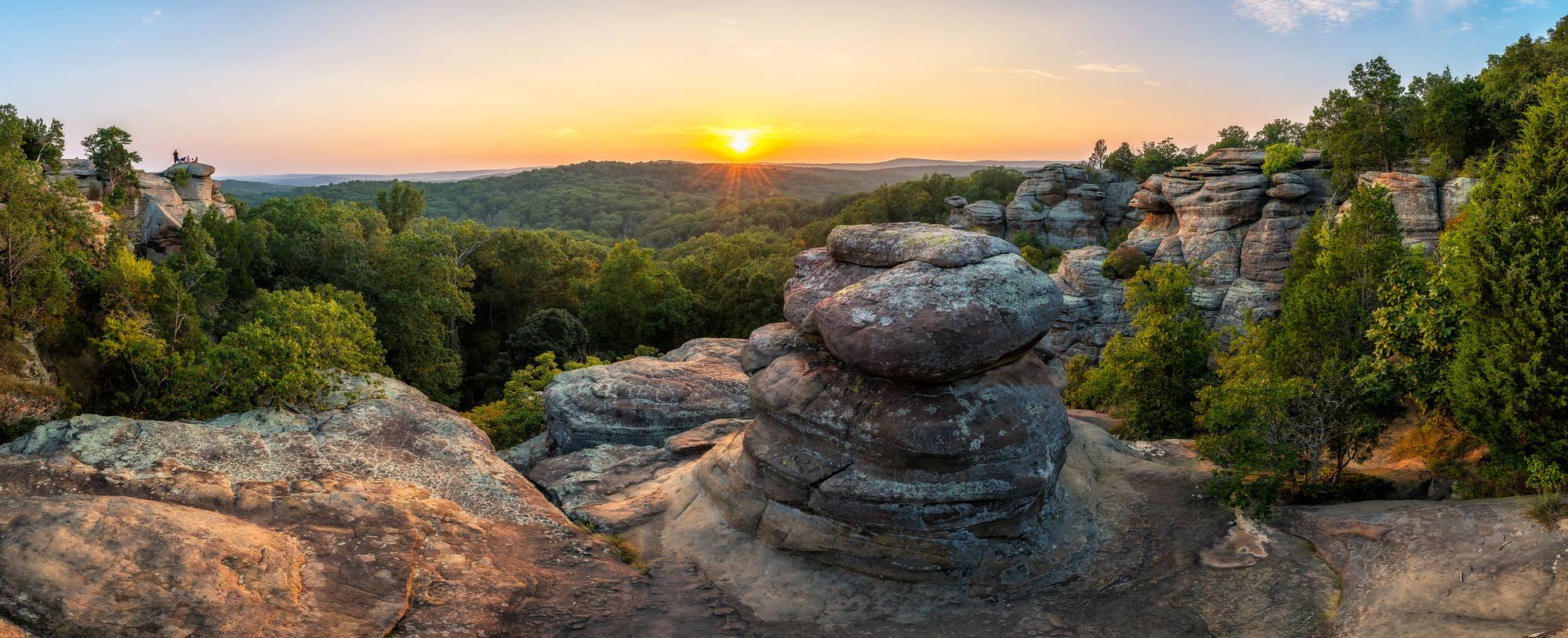 Rock formations and summer sunset, Garden of the God's, Southern Illinois